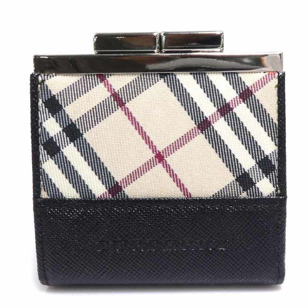 Burberry wallet/coin case, leather and nylon canvas, black beige, for men wom...